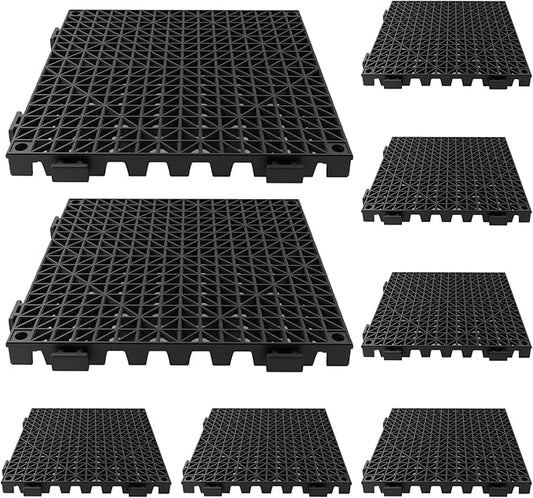 Tioncy 8 Pcs Bar Countertop Supplies Interlocking Mats 12 x 12 Inch Black Shelf Liners Bar Drying Coffee Non Slip Spills Mats for Bartending Home Cocktail Bars Restaurants