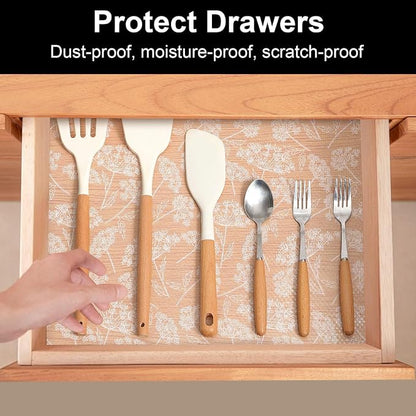 Cooyes Drawer Liner Shelf Liners for Kitchen Cabinets Refrigerator Liners Waterproof & Oil-Proof Kitchen Cupboard Liner Drawer Mats EVA Material Non Adhesive Fridge Liner for Shelves