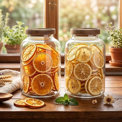 Bekith 2 Pack Large Glass Food Storage Jar with Airtight Wooden Lid, 66 FL OZ(1950ml) Glass Food Canister for Kitchen and Pantry Organization, Storage Containers for Coffee, Rice, Sugar, Flour