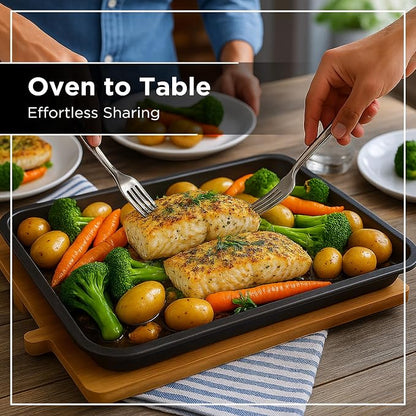 Wrenbury Jelly Roll Pan and Quarter Sheet Pan Set of 2 - Carbon Steel DuraQuartz Non Toxic Large Baking Sheet - ⅔ Sheet Pan for Cookies - Dual Pack