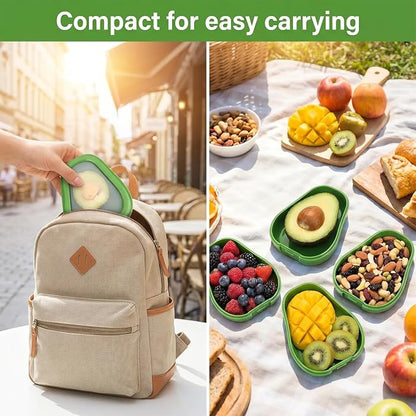 CLEANGOR Avocado Saver with Snap-On Lid, Silicone Food Saver, Reusable Individual Avocado Storage Container, Keep Avocadoes Fresh Longer, Reusable Kitchen Gadget, Dishwasher Safe (1, Green)