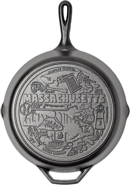 Lodge 12 Inch Cast Iron Skillet – Pre-Seasoned Frying Pan with Teardrop Handle – Oven, Stovetop, Grill & Campfire Use – Made in USA – Non-Toxic, Even-Heating Cookware – Massachusetts