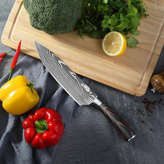 Chef Knife, 8 inch Professional Chef's Knives, Ultra Sharp Japanese Kitchen Knife, Forged High Carbon Stainless Steel Cooking knives with Ergonomic Handle and Gift Box