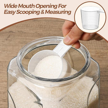 ComSaf 2 qt Glass Flour and Sugar Storage Containers Set of 2, Wide Mouth Half Gallon Square Airtight Pantry Jars with Lids, Thick Glass Kitchen Canisters for Cookies, Coffee, Snacks