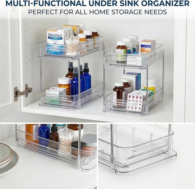 2-Tier Vitamin Storage Organizer, Organizer for Vitamin Bottles And Medicine Bottle, Vitamin Bottle Organizer for Countertop, Bathroom Cabinet Storage Items Are Clearly Visible (2)