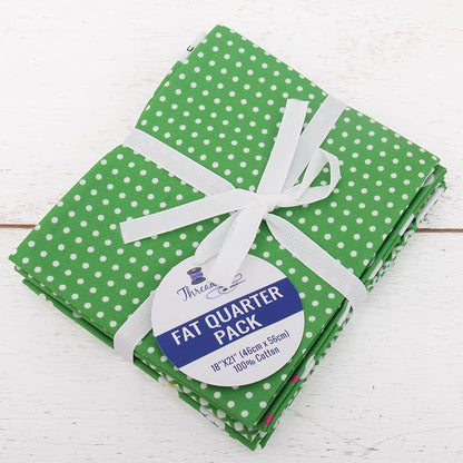 Threadart Exclusive 5 Fat Quarter Bundles - Green Confetti Brights Collection 100% Cotton Fabric - Premium 100% Cotton Quilting Fabric - No Duplicates - Full Size Fat Quarters 18"x21" - Green