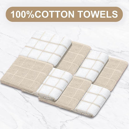 Oven Mitts Pot Holders Sets/Kitchen Towels and Dishcloths, Oven Gloves Kitchen Dish Towels 500 Degree Heat Resistant Potholders with Non-Slip Silicone Surface for Cooking, Grilling, Baking-Milkshake