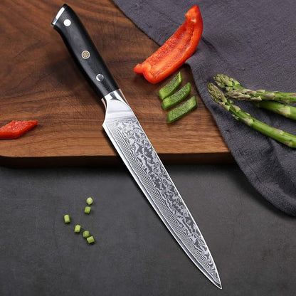 TURWHO Professional Sashimi Knives 8 Inch - Slicing Knife Classic Damascus Japanese VG-10 Steel Kitchen Chef Knife
