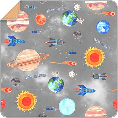 Splat Mat for Baby – Under High Chair Floor Mat Protects Wood, Vinyl and Carpet from Spills – Waterproof 4 Layer Baby Mat with Anti-Skid Backing Deters Bunching and Sliding (51” x 51”)