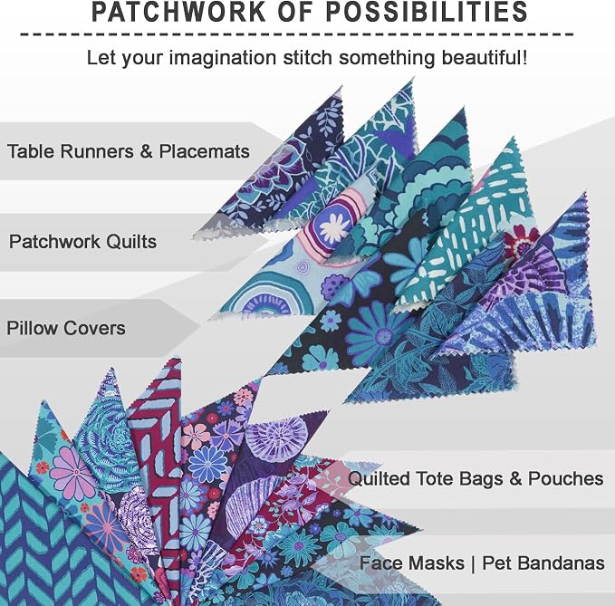 Soimoi 40 Pcs Cotton Fabric Squares Bundles Charm Packs for Quilting, Fat Quarter Layer Cakes, Precuts Quilt Squares 10 x 10 inches, DIY Fabric Bundle- Mystic Bloom Collection