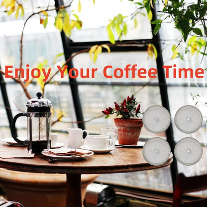 4pcs french press filter screen,Universal 1000 ml, 34 Oz, 8 Cup French Press Coffee Makers and Tea Machines 4 Inch Stainless Steel French Press Replacement coffee filter mesh