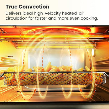 VAL CUCINA Retro 26.3 QT Infrared Heating Air Fryer Toaster Oven,Large Countertop Convection Oven 10-in-1 Combo, 6-Slice Toast, Enamel Baking Pan Easy Clean with Recipe Book, Almond Yellow Color