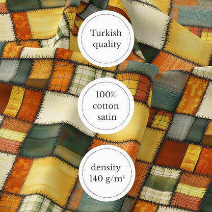 100% Cotton Fabric by the Yard – Turkish Quality Quilting & Sewing Fabric, 1 Yard x 1.69 Yards Wide, Patchwork Cotton for Crafts