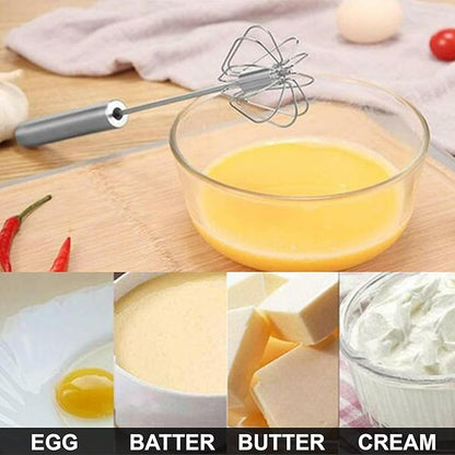 Stainless Steel Whizzy Whisk, Semi Automatic Whisk Egg Whisks Mixer for Stirring, Blending, Whisking, & Beating Blender, Hand Push Mixer (10 inches)