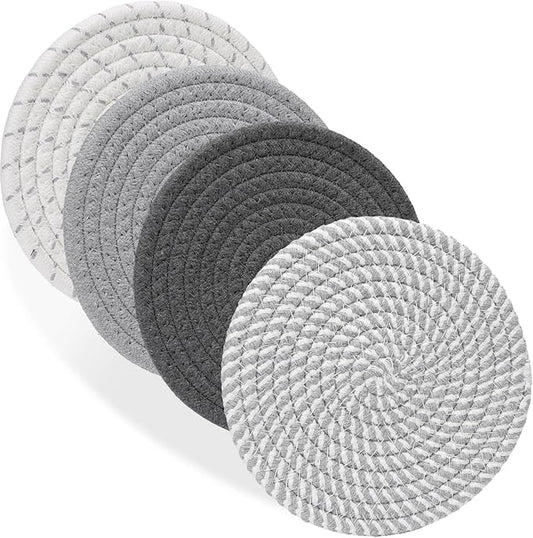 Billbotk 7" Trivets for Dishes, Pots and Pans, 4 Heat Resistant Hot Pads, Pot Holders for Kitchen, Plate Mats for Countertops, Table, Home Essentials, Farmhouse Decor