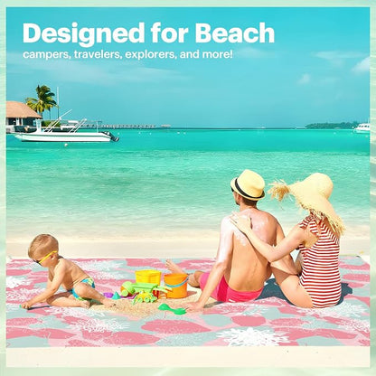 EASYFUN Beach Blanket Sandproof Oversized, 79''×83'' Extra Large Beach Mat, Portable Picnic Mat for Travel Camping Hiking, Lightweight Beach Essentials Family Water Resistant Mat