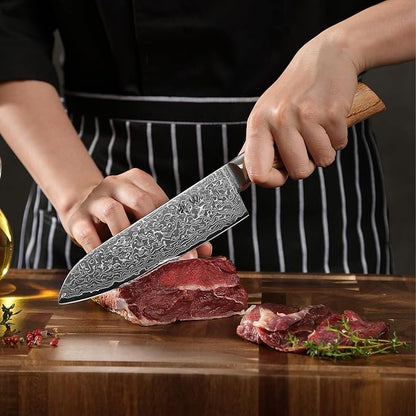 Wakoli EDIB Pro 2-Piece Damascus Kitchen Knife Set – Santoku & Small Santoku with VG10 Core made of 67-Layer Damascus Steel Blades – Professional Chef Knives with Ergonomic Pakkawood Handles