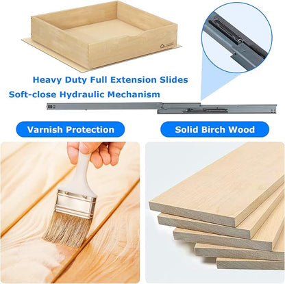 WelFurGeer Soft Close Pull Out Drawers for Kitchen Cabinets, 32" W x 21" D Pull Out Cabinet Organizer, Cabinet Drawers Slide Out, Slide Out Drawers for Kitchen Cabinets, Cabinet Pull Out Shelves