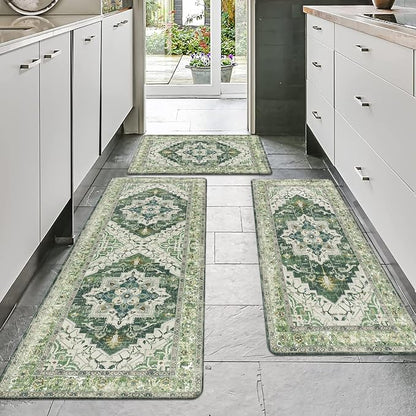 Cushioned Kitchen Rug Sets 3 Piece Anti Fatigue Mats for Floor Non Slip Waterproof Comfort Standing Mat Runner for Home Office, Sink, Laundry