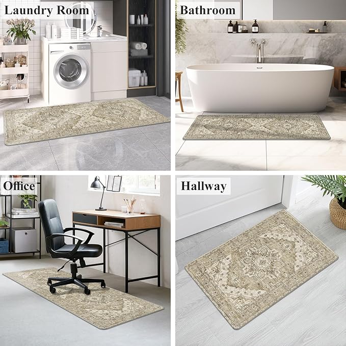 Cushioned Kitchen Rug Sets 3 Piece Anti Fatigue Mats for Floor Non Slip Waterproof Comfort Standing Mat Runner for Home Office, Sink, Laundry