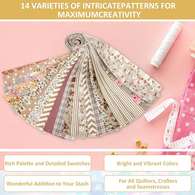 42Pcs Jelly Roll Fabric Strips Soft Cotton Quilting Fabric 2.5 x 20 Inch Pre-Cut Cotton Strips Bundles for Quilting Crafting and Sewing