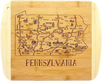 Totally Bamboo A Slice of Life Pennsylvania State Serving and Cutting Board, 11" x 8.75"