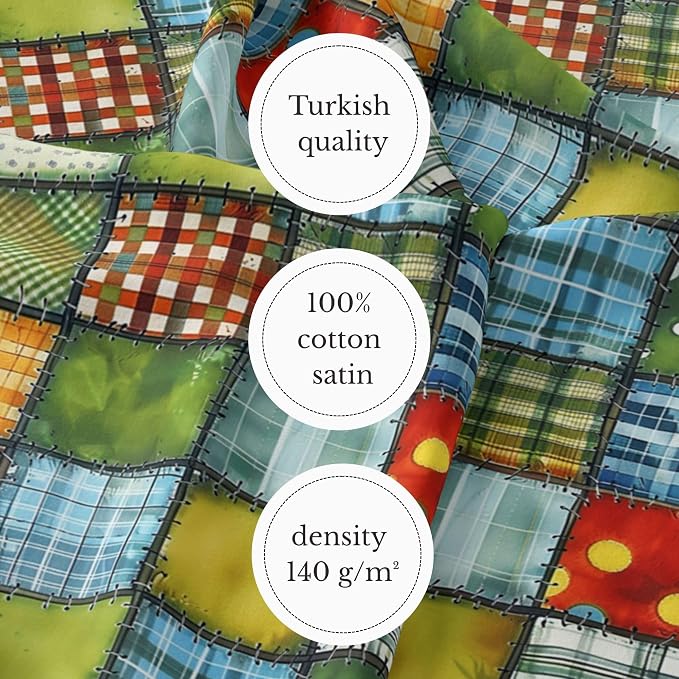 100% Cotton Fabric by the Yard – Turkish Quality Quilting & Sewing Fabric, 1 Yard x 1.69 Yards Wide, Patchwork Cotton for Crafts