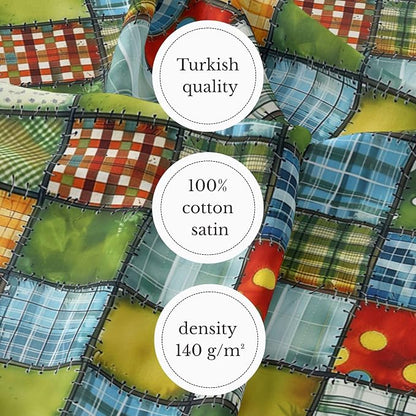 100% Cotton Fabric by the Yard – Turkish Quality Quilting & Sewing Fabric, 1 Yard x 1.69 Yards Wide, Patchwork Cotton for Crafts
