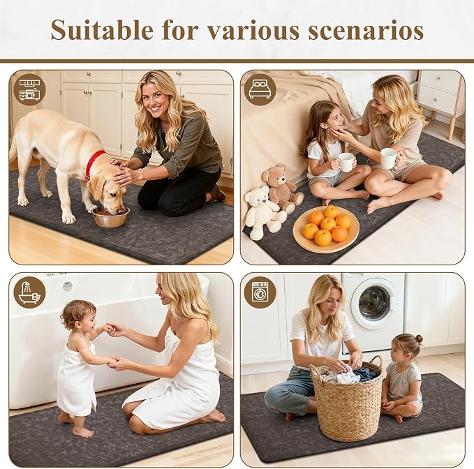 HEBE Kitchen Mat Cushioned Anti Fatigue Comfort Floor Mat Oversized 20"x60" Waterproof Non Slip Kitchen Rug Runner Laundry Room Rug Floor Carpet Heavy Duty Comfort Standing Mat Pads, Brown