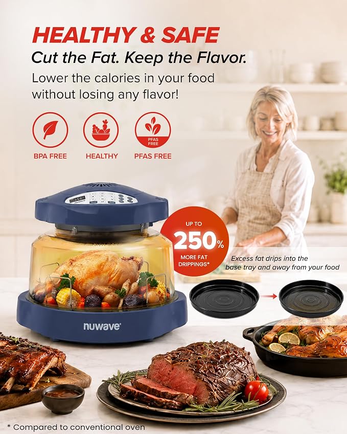 Nuwave Pro Plus 2 Air Fryer Oven, Infrared Countertop Convection, No Defrost No Preheat, Triple Combo Heating, 10-in-1 Multicooker, PFAS & BPA Free, 10LB Capacity, Dishwasher Safe Parts, 20660V03U