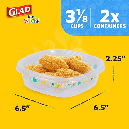 Glad for Kids GladWare Back to School Food Storage Containers with Lids, BPA Free Plastic Variety Pack Rainbow Patterns for Kids Lunches and Snacks, Microwave Freezer Dishwasher Safe, 26 Piece Set