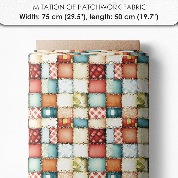 Patchwork Hot Cocoa Cotton Fabric Panel – 6 Designs (10×10 inch Each) + Bonus Sheet 29.5×19.6 inch, 100% Cotton 140 GSM, Made in Türkiye