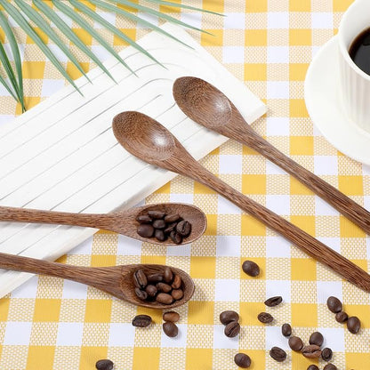 4 PCS Wooden Coffee Spoon, 7.9 Inch Honey Spoon, Small Wooden Spoons, Hardwood Utensils for Honey, Coffee, Tea, Stirring, Serving, Cooking