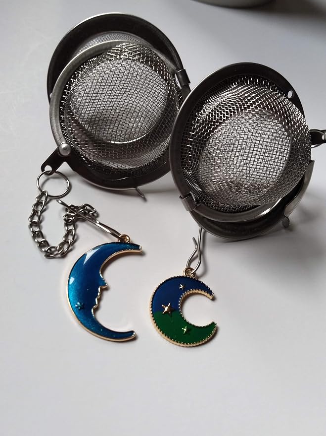 Tea Infusers for Loose Leaves with Blue Moon Charms Set of 2