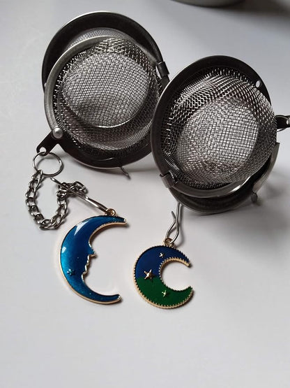 Tea Infusers for Loose Leaves with Blue Moon Charms Set of 2