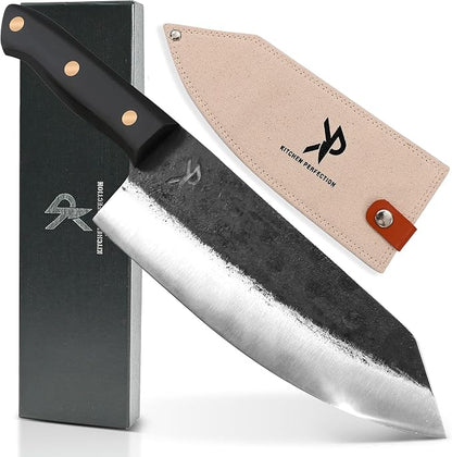 Kitchen perfection Handmade Chefs Carving Knife For Meat Cutting- Extremely Sharp Cooking Knife 8 Inch -Hand Sharpen Best Gift For Men - High Carbon Steel w/Canvas Sheath