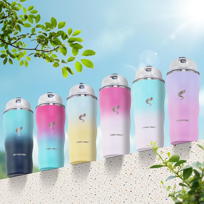 20Oz Insulated Tumbler With Straw And Lid, Stainless Steel Coffee Cup, Double Wall Vacuum Travel Mug,Spill proof Iced Coffee Tumbler,Outside Use,White Blue Tumbler