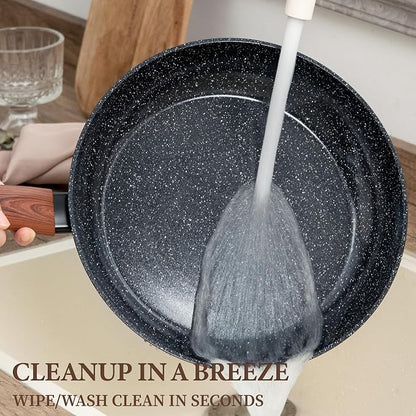 26Pcs Pots and Pans Nonstick Ceramic Cookware Set Nontoxic Kitchen Cooking Set with Steamers Utensils Induction Compatible, PFAS/PFOA Free, Oven and Dishwasher Safe, Black