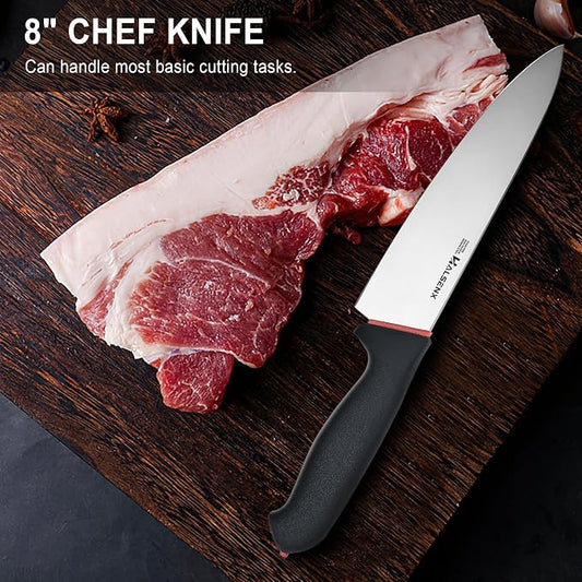 Chef Knife 8 Inch, High Carbon Stainless Steel Sharp Blade with Non-Slip Softgrip, Multi-Purpose Kitchen Knife for Meat, Fruit & Vegetables Cutting