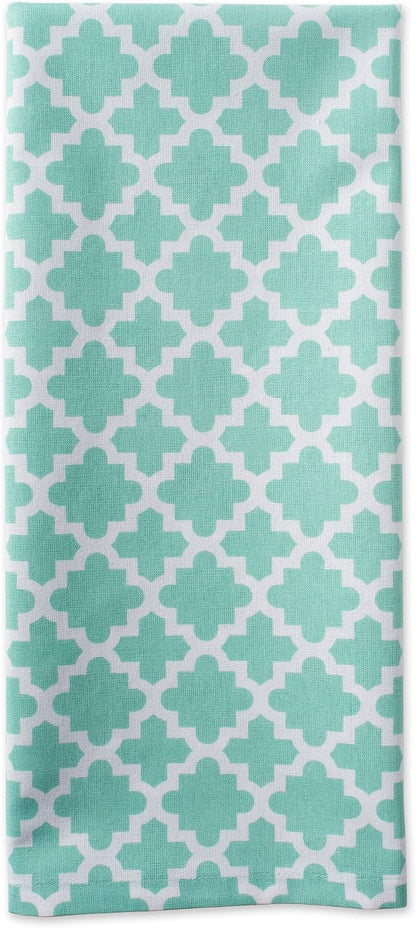 DII Lattice Basics Collection Kitchen Essentials, Dishtowel Set, Aqua, 2, Piece