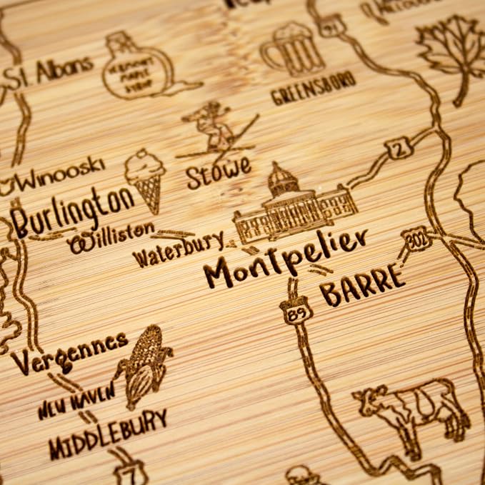 Totally Bamboo A Slice of Life Vermont State Serving and Cutting Board, 11" x 8.75"