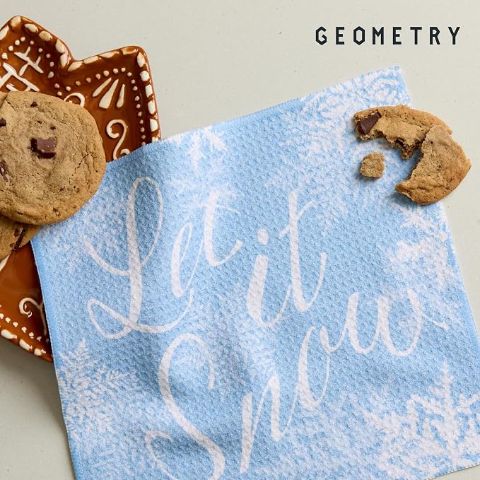 GEOMETRY Holiday Kitchen Dish Cloths - Quick Dry Dishcloths for Kitchen - Premium Dish Rags with Geoweave - 3-Pieces (Frosty, 10"x10")