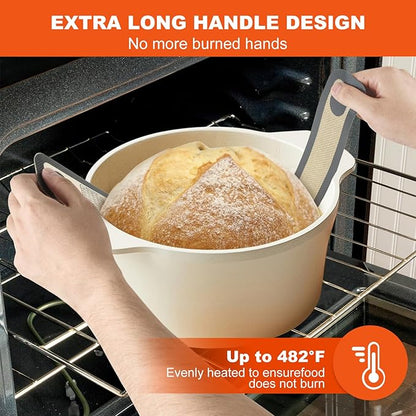 PLAPITATE Silicone Bread Sling Dutch Oven Liner, Non-Stick & Easy Clean Reusable Oval and Round Silicone Bread Baking Mat with Long Handles, Easy to Transfer Sourdough Bread - 2 Gray Set