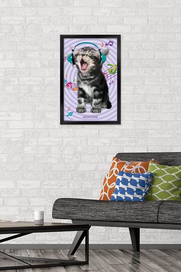 Trends International Keith Kimberlin - Kitten - Singing Wall Poster, 14.725" x 22.375", Black Framed Version