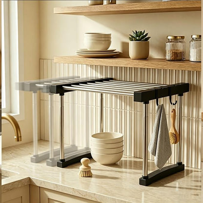 BLULEE Expandable Under Sink Organizer - 3D Adjustable Stackable Storage Shelves,Modular Cabinet Rack Around Pipes for Kitchen Bathroom