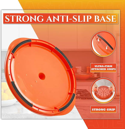 Orange Chicken Shredder Tool Twist 10" Upgraded 3-Layer Meat Shredder for Chicken Breast, Pork & Beef | Transparent Visible Lid Food Shredder with Removable Plate, Non-Slip Base, BPA-Free