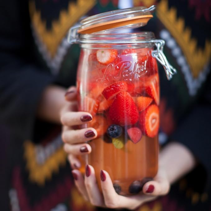Le Parfait Super Jar 1.5L (48oz) French Glass Preserving Jar w/Airtight Rubber Seal & Wire Bail Closure - BPA-Free Canning Jar for Pickles, Fruit, Sauce & Food Storage - Made in France Since 1930 1PK