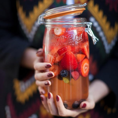 Le Parfait Super Jar 1.5L (48oz) French Glass Preserving Jar w/Airtight Rubber Seal & Wire Bail Closure - BPA-Free Canning Jar for Pickles, Fruit, Sauce & Food Storage - Made in France Since 1930 3PK