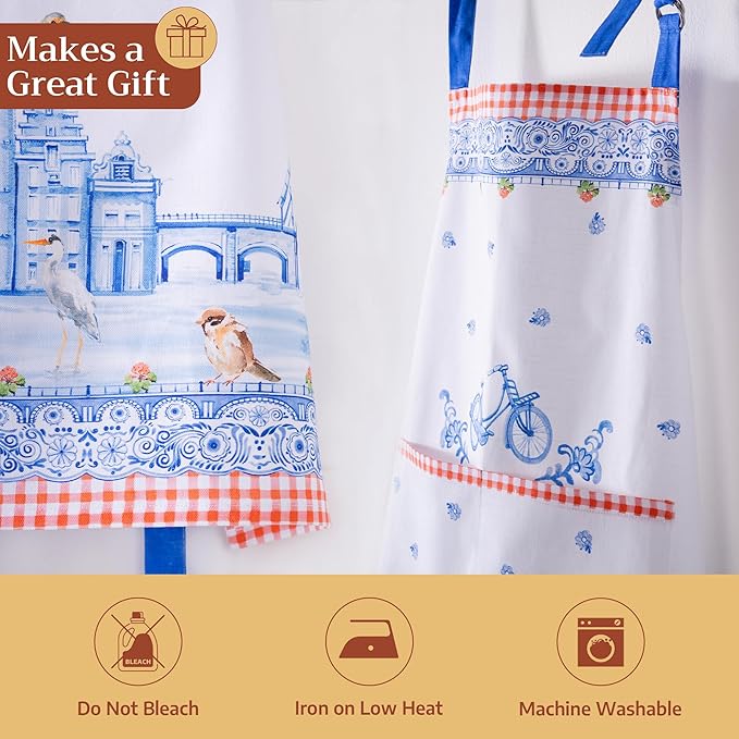 Maison d' Hermine 100% Cotton Apron for women with Pocket Kitchen Chef Apron for Men Cooking Spring Summer