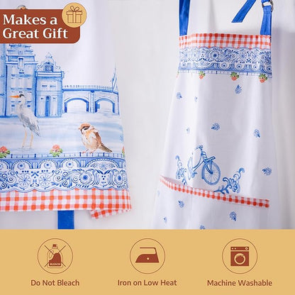 Maison d' Hermine 100% Cotton Apron for women with Pocket Kitchen Chef Apron for Men Cooking Spring Summer